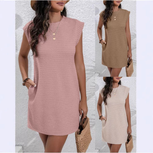 Damen Kurzarm Kleid mit strukturiertem Design Stalluxe