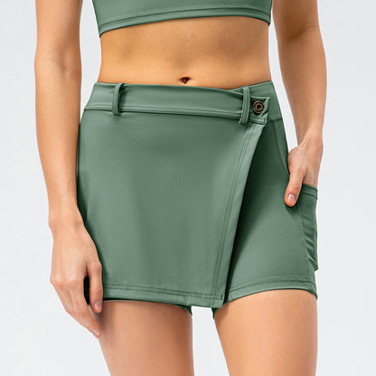 Damen Sportlicher Skort mit praktischen Seitentaschen und modischem Wickeldesign Stalluxe