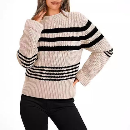 Damen Strickpullover mit modernen Kontraststreifen und lässigem Schnitt Stalluxe