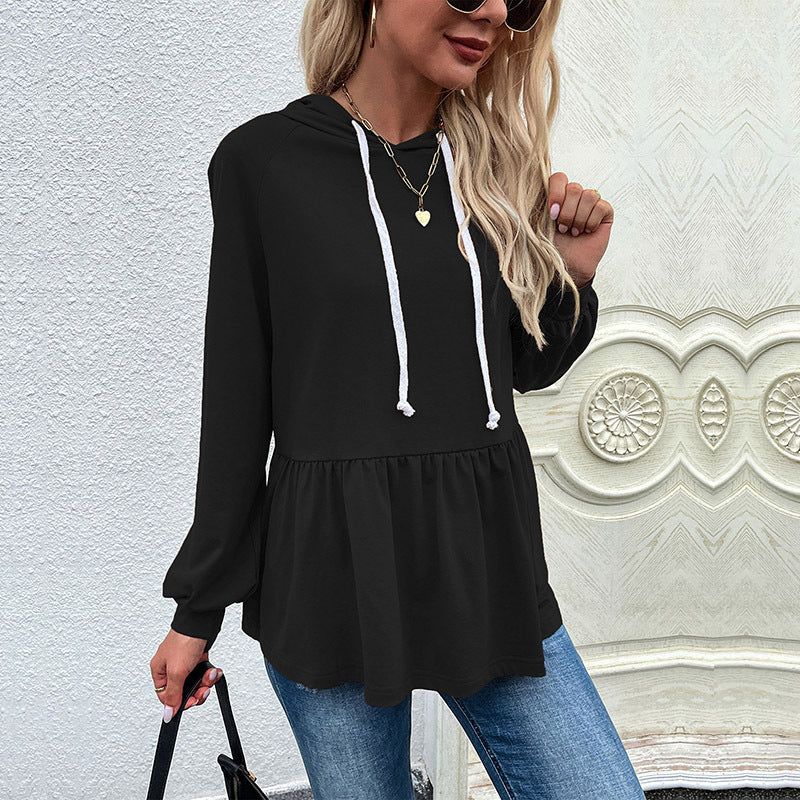 Damen lässiger Hoodie mit Rüschendetail und Kordelzug Stalluxe
