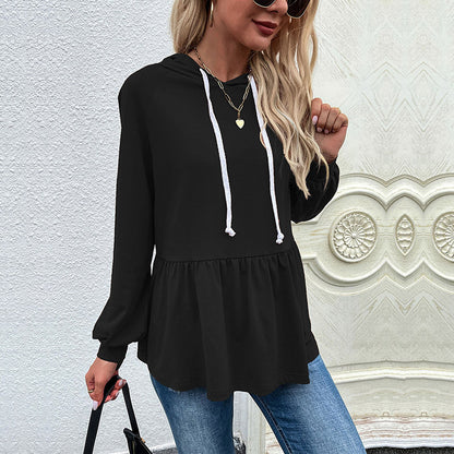 Damen lässiger Hoodie mit Rüschendetail und Kordelzug Stalluxe