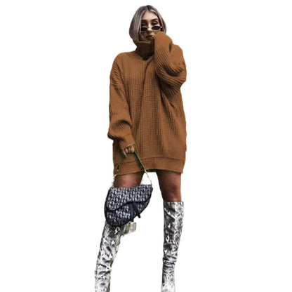 Damen Oversized Strickpullover mit hohem Kragen und Waffelmuster Stalluxe