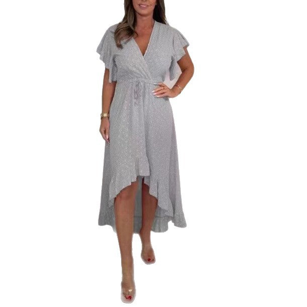 Women's High-Low Ruffled Wrap Dress Stalluxe