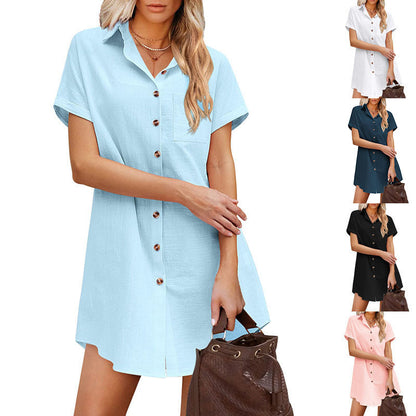 Damen Hemdblusenkleid mit modischem Kragen und praktischer Knopfleiste Stalluxe