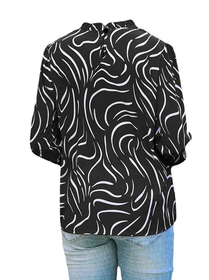 Damen Baumwollbluse mit Wellenmuster und lässigem Schnitt Stalluxe