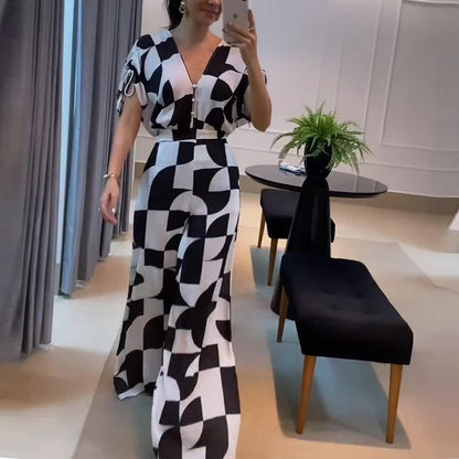 Damen Langes Maxikleid mit grafischem Muster und Raffung Stalluxe