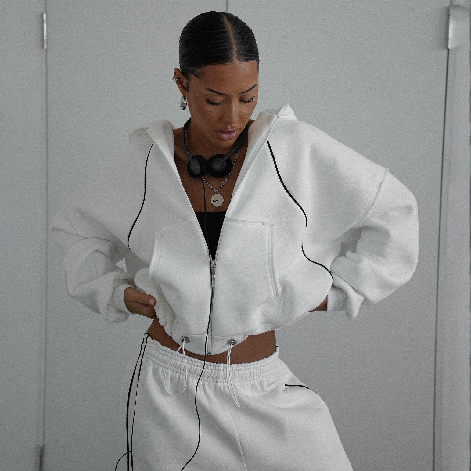 Damen sportliches Zweiteiler-Set mit Kapuze und Reißverschluss Stalluxe