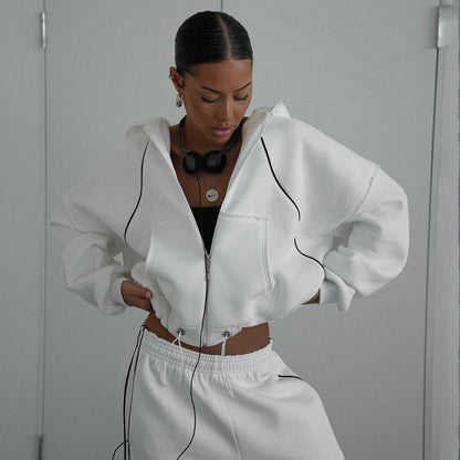 Damen sportliches Zweiteiler-Set mit Kapuze und Reißverschluss Stalluxe