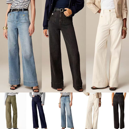 Damen Weite Jeans mit modischem Saum Stalluxe