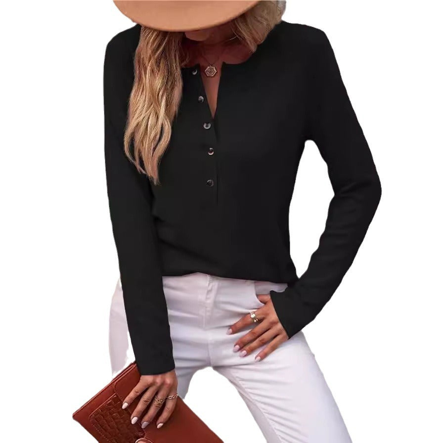 Damen Bequemes Langarmshirt mit Knopfdetail Stalluxe