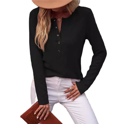 Damen Bequemes Langarmshirt mit Knopfdetail Stalluxe