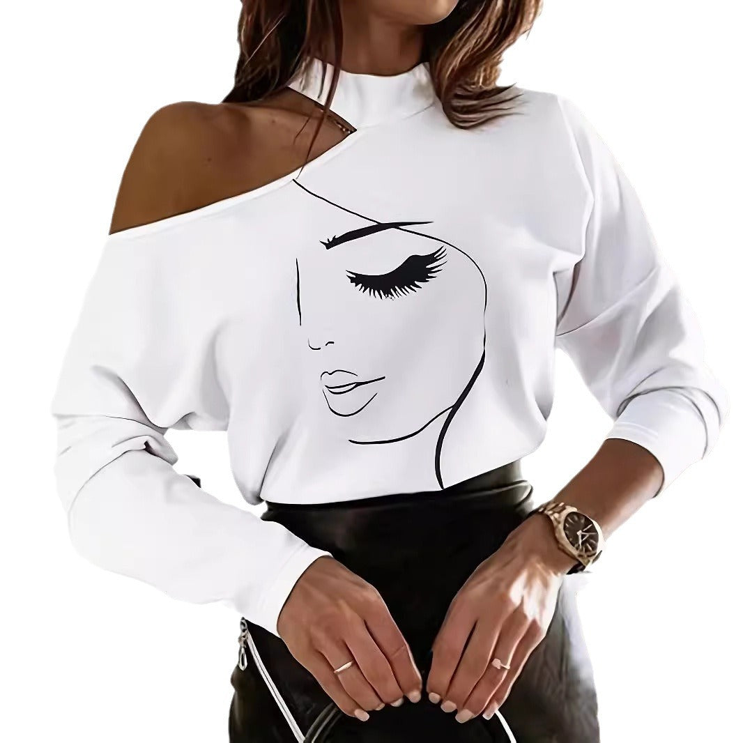 Damen Oversized Sweatshirt mit offener Schulterpartie und elegantem Druck Stalluxe