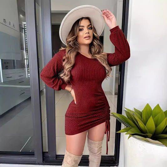 Damen Figurbetontes Minikleid mit Raffung und V-Ausschnitt Stalluxe
