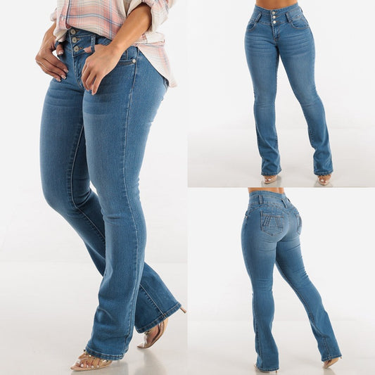 Damen Bootcut Jeans mit hohem Bund und konturierender Passform Stalluxe