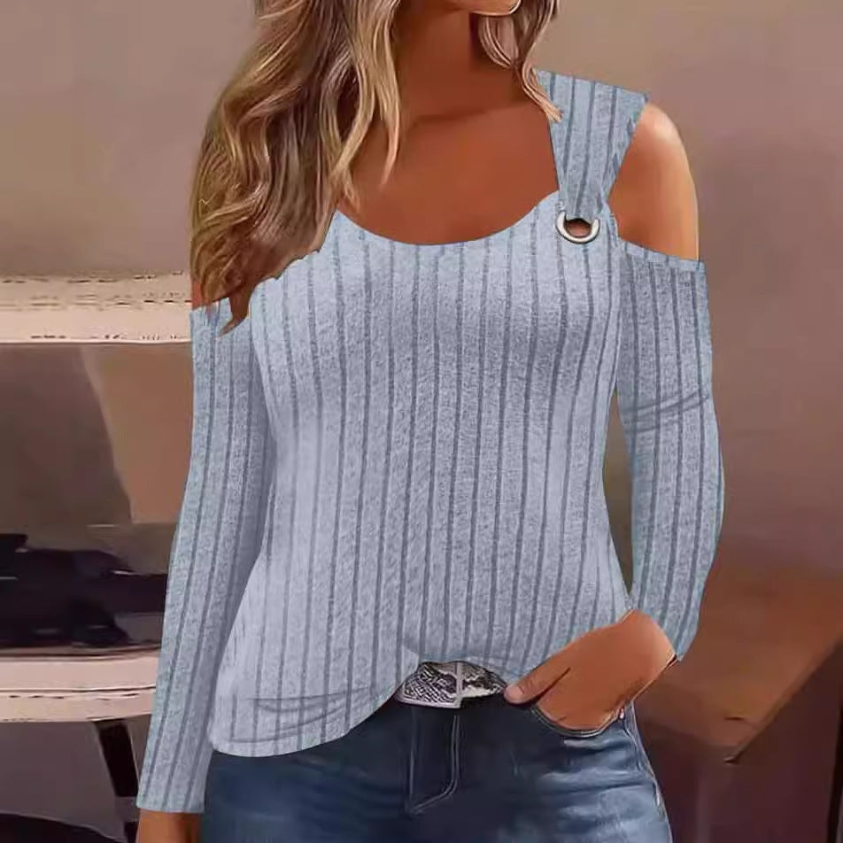Damen elegantes Oberteil mit Off-Shoulder-Design und dekorativen Riemen Stalluxe