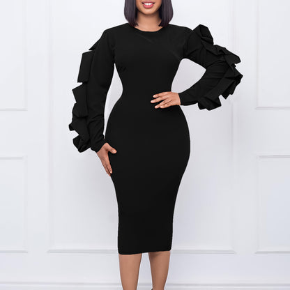 Damen elegante Kleid mit Rüschendetails Stalluxe