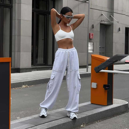 Damen lässige Cargo-Hose mit lockerer Passform und praktischen Taschen Stalluxe