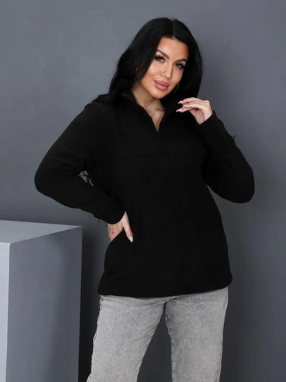 Damen Fleece-Pullover mit Stehkragen und Reißverschluss Stalluxe