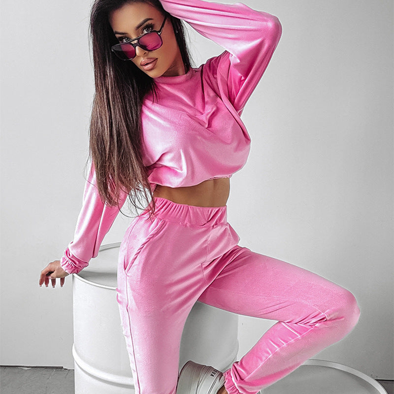 Damen sportliches Cropped 'Lounge-Set' mit elastischem Bund und praktischen Taschen Stalluxe