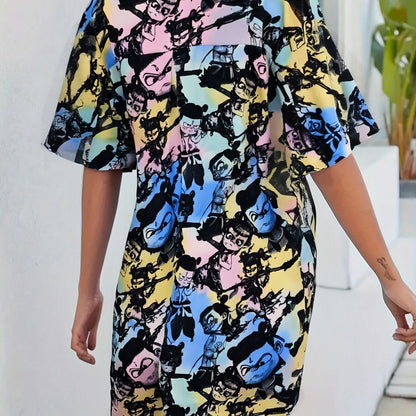 Damen Sommerliches Freizeitkleid mit farbenfrohem Blumenmuster und legerem Schnitt Stalluxe