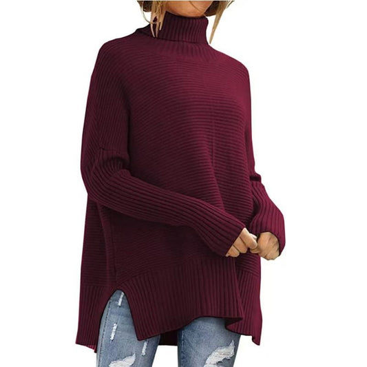 Damen kuscheliger Rollkragenpullover aus Rippstrick Stalluxe