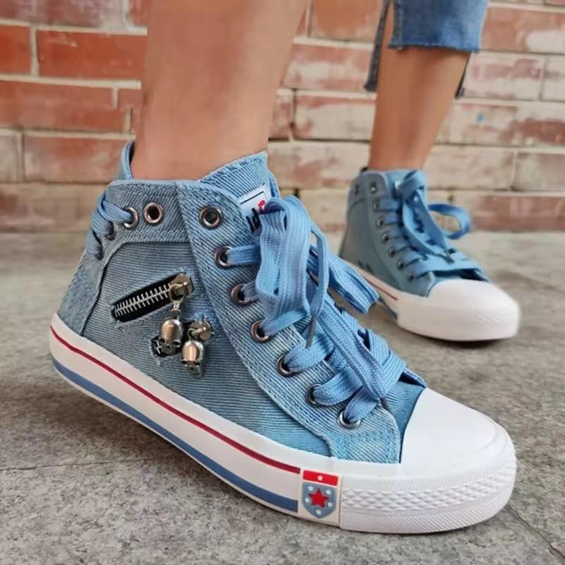 Damen Hohe Sneakers im modernen Used-Look mit modischen Reißverschlussdetails Stalluxe