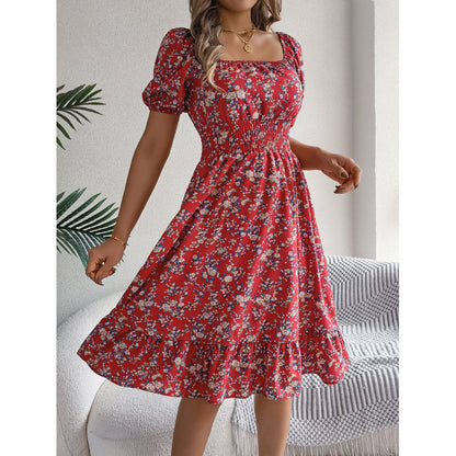 Damen Blumenkleid mit Raffungen und Taillengummi Stalluxe
