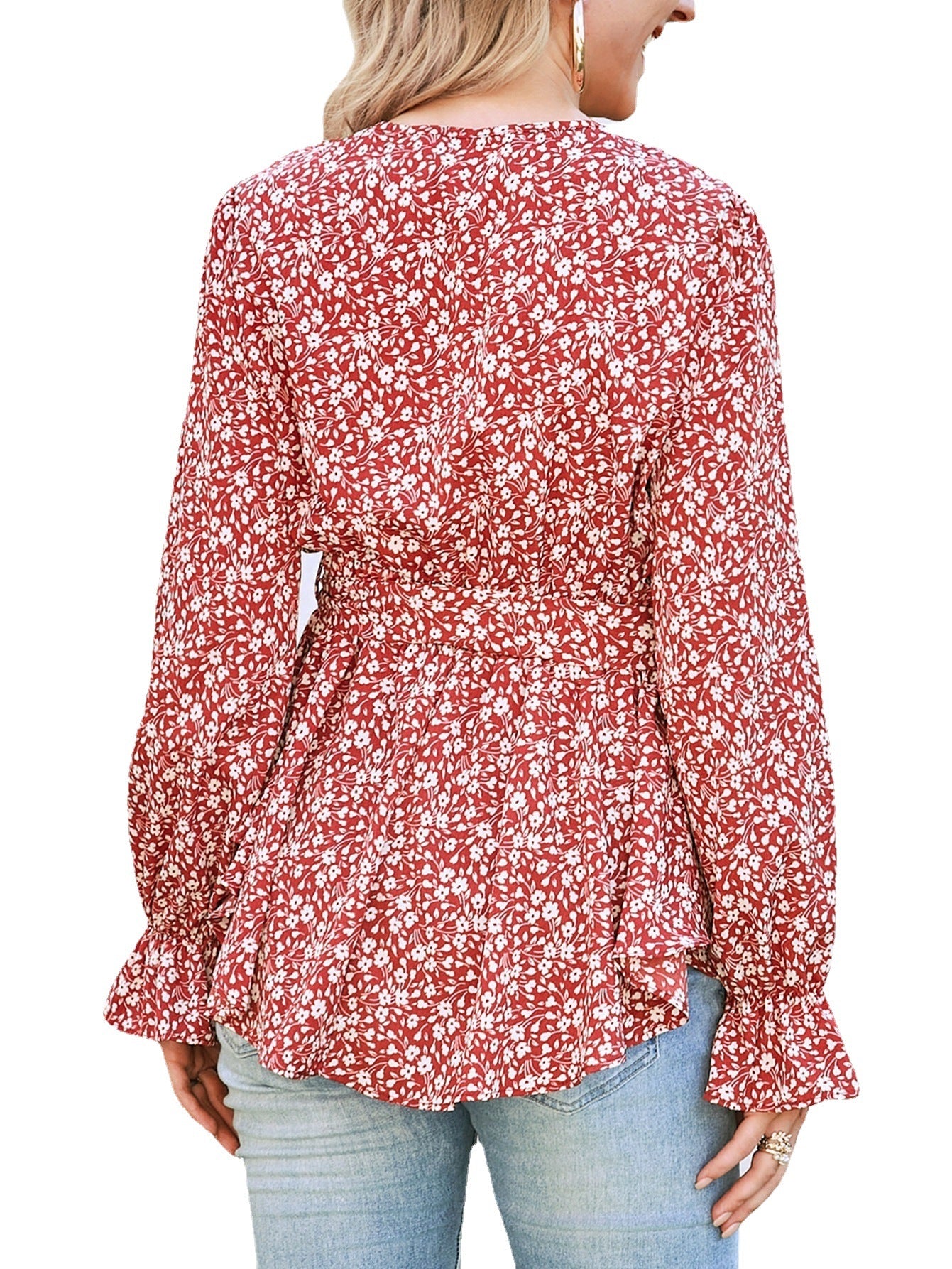 Damen Ausgestellt Bluse mit floralem Design und Rüschendetails Stalluxe