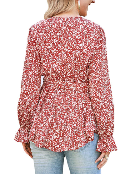 Damen Ausgestellt Bluse mit floralem Design und Rüschendetails Stalluxe