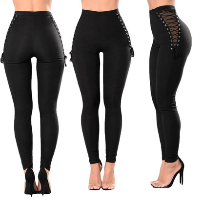 Damen Hochbund-Leggings mit dekorativem Schnürdesign Stalluxe