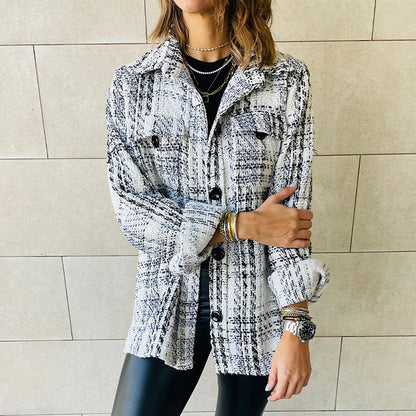Damen Karierte Overshirt-Jacke mit Taschen und lässigem Schnitt Stalluxe