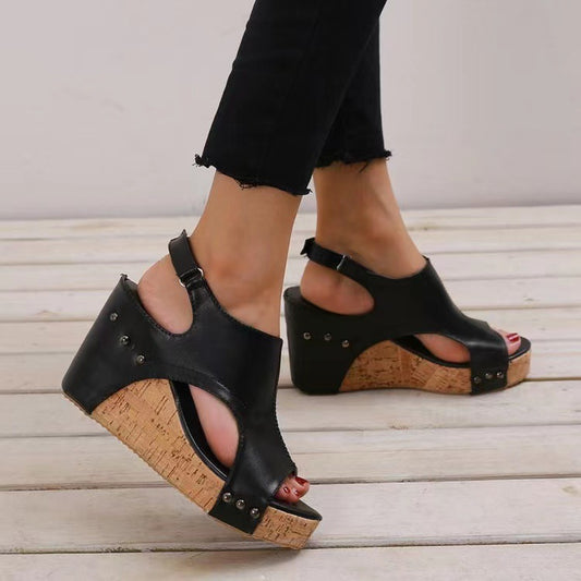 Damen Wedge-Sandalen mit modischem Riemendesign und natürlichem Korkfußbett Stalluxe
