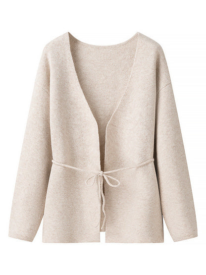 Damen komfortable Strickjacke mit Taillierung und weitem V-Ausschnitt Stalluxe