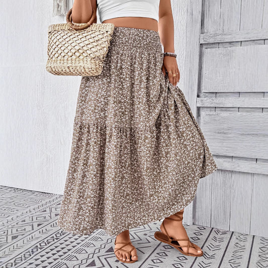 Damen Maxirock mit fließendem Schnitt und floralem Design Stalluxe