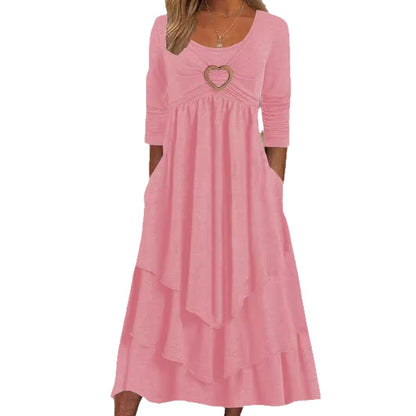 Damen lässiges Maxikleid mit bezauberndem Herzdetail und praktischen Taschen Stalluxe