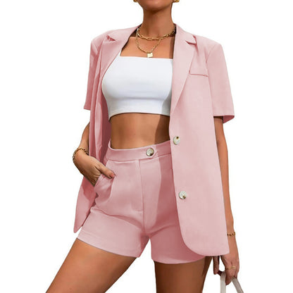 Damen Kurzblazer und Shorts Set Stalluxe Rosa