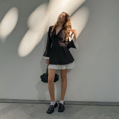 Damen Blazer-Kleid mit eleganten Falten und tailliertem Schnitt Stalluxe