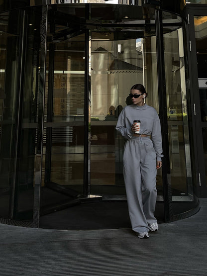 Damen urbaner Schnitt Sweatpants mit lässigem Cropped Oberteil Stalluxe