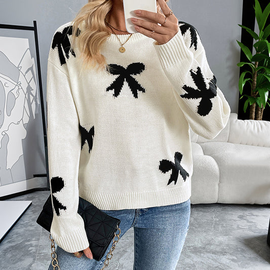 Damen Strickpullover mit verspieltem Schleifenmuster Stalluxe