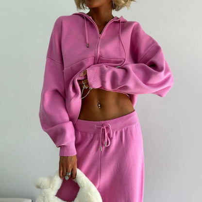 Damen Lässiges Cozy Set mit Kapuzenpullover und weitem Hosenstil Stalluxe