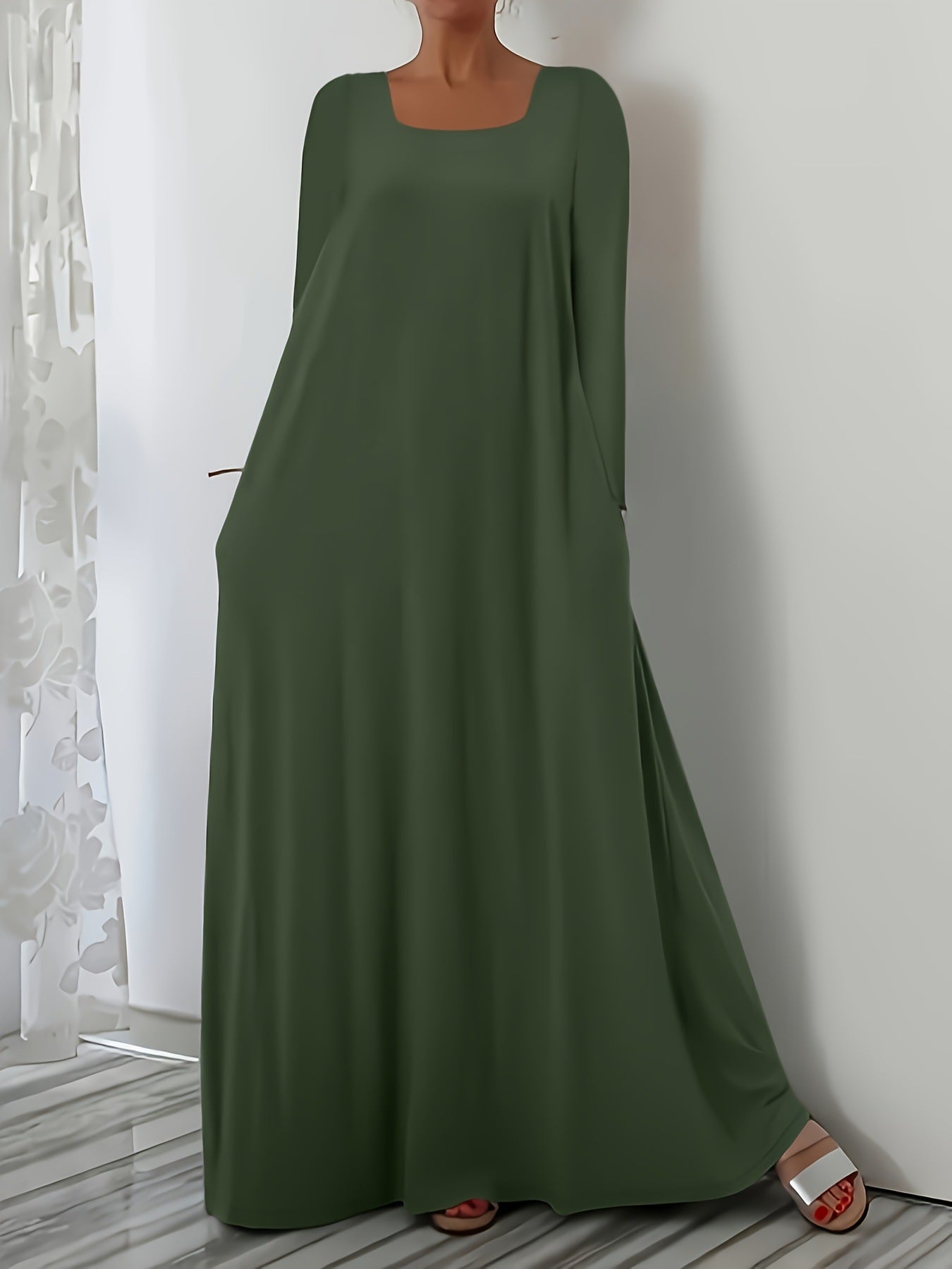 Damen Weit geschnittenes Maxikleid mit praktischen Taschen Stalluxe
