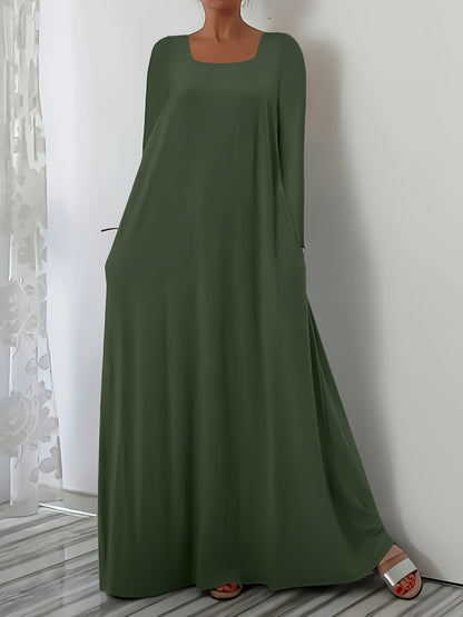 Damen Weit geschnittenes Maxikleid mit praktischen Taschen Stalluxe