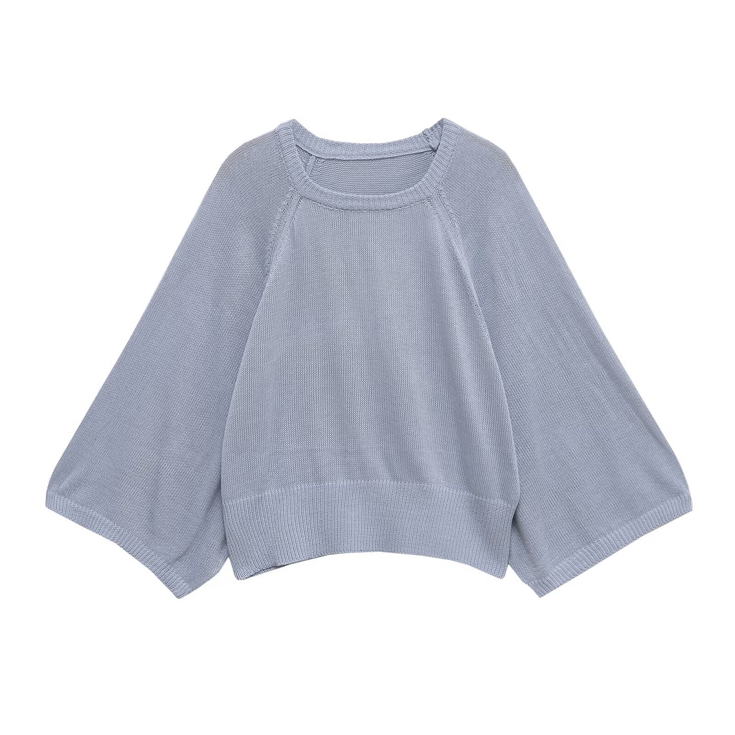 Damen lässiger Pullover mit weiten Ärmeln und Rundhalsausschnitt Stalluxe