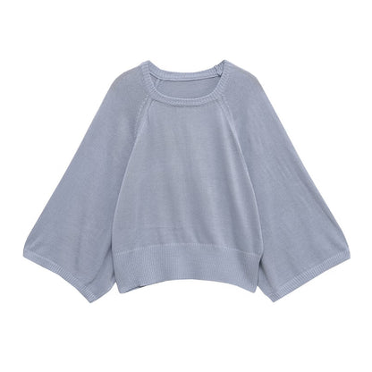 Damen lässiger Pullover mit weiten Ärmeln und Rundhalsausschnitt Stalluxe