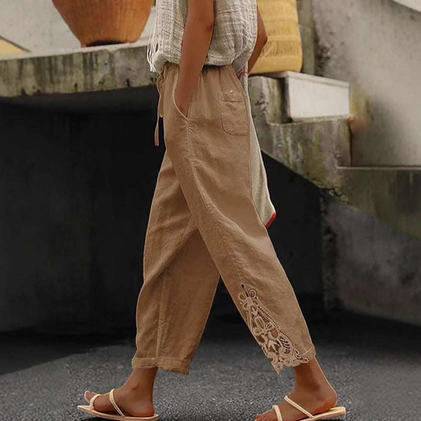 Damen Freizeithose mit aufwendigen Stickereien Stalluxe