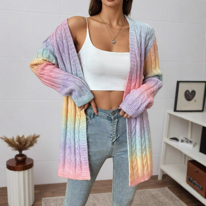 Damen Strickcardigan mit buntem Farbverlauf und lässigem Schnitt Stalluxe