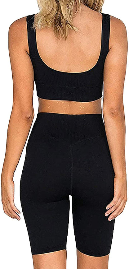 Damen Sportliches Wellness-Set mit Crop Top und Radlerhose Stalluxe