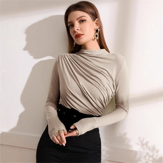 Damen Langarm-Shirt mit elegantem Wickeldesign Stalluxe