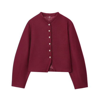 Damen elegante Kurzjacke mit Knopfverschluss und modernem Stoff Stalluxe