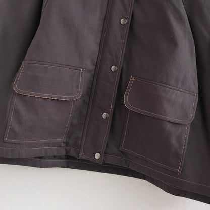 Damen lässige Übergangsjacke mit stylishem Cordkragen und praktischen Taschen Stalluxe